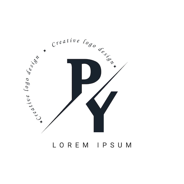 Vecteur design du logo py avec une coupe créative design du logo créatif