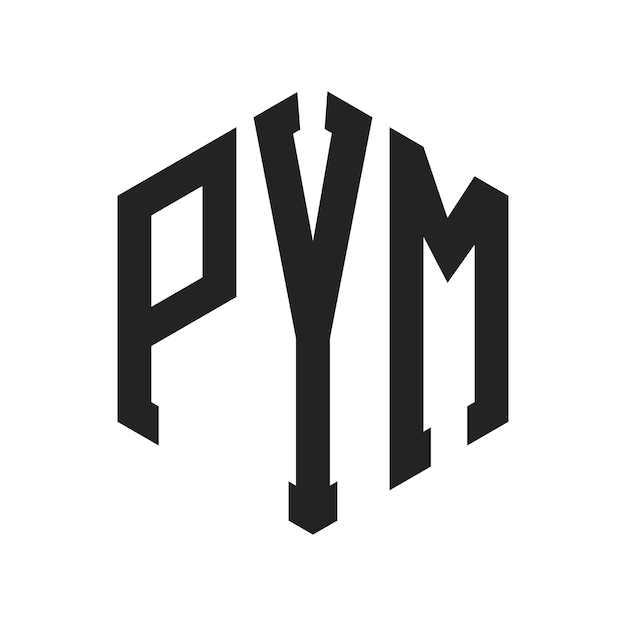 Design du logo PYM Lettres initiales Logo du monogramme PYM en forme d'hexagone
