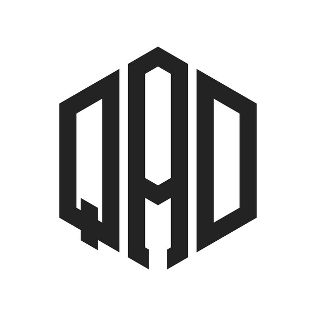 Design du logo QAD Lettre initiale Logo du monogramme QAD en utilisant la forme d'hexagone
