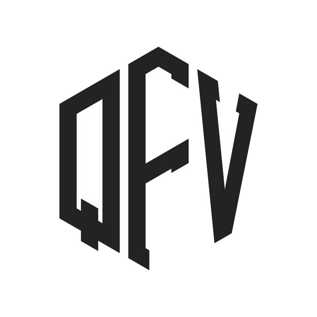 Design du logo QFV Lettres initiales Logo du monogramme QFV en forme d'hexagone