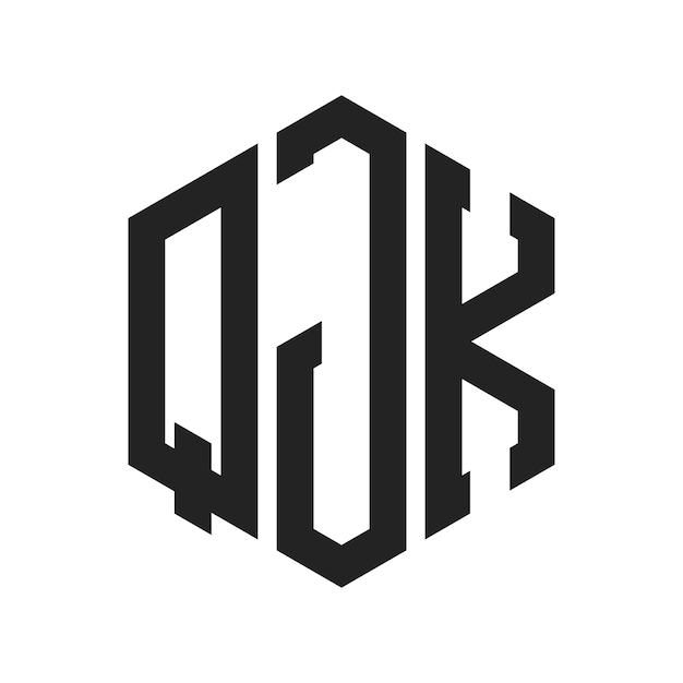 Design du logo QJK Lettres initiales Monogramme QJK Logo en forme d'hexagone