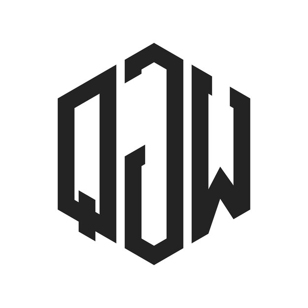 Design du logo QJW Lettres initiales Logo du monogramme QJW en forme d'hexagone