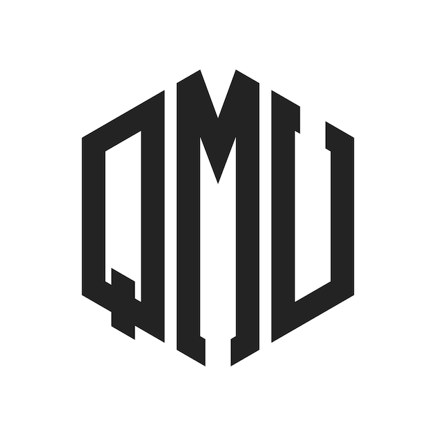 Design du logo QMU Lettres initiales Monogramme QMU Logo en forme d'hexagone