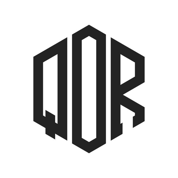 Design du logo QOR Lettres initiales QOR Monogramme Logo en utilisant la forme d'hexagone