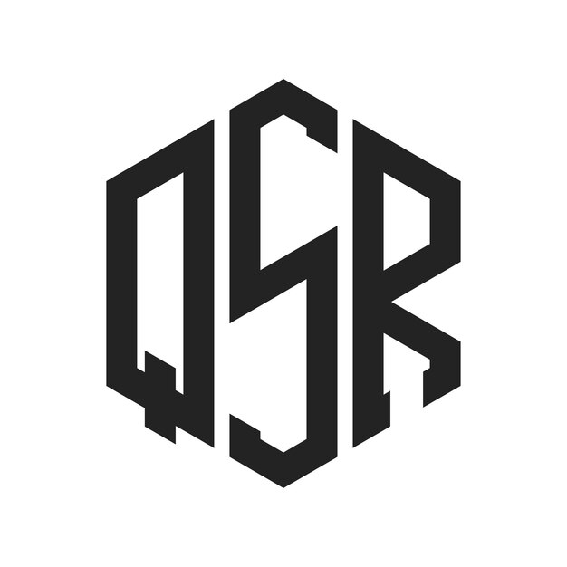 Design du logo QSR Lettres initiales Monogramme QSR Logo en forme d'hexagone
