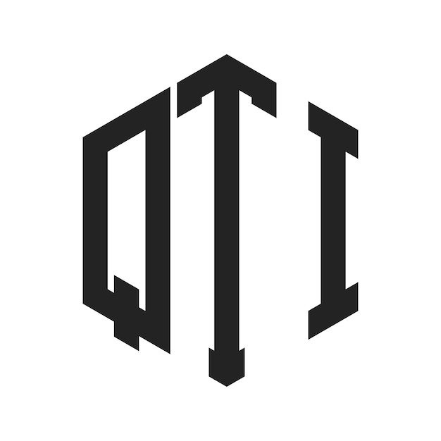 Design du logo QTI Lettres initiales Monogramme QTI Logo en forme d'hexagone