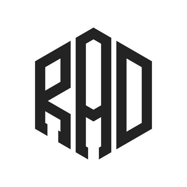 Design du logo RAD Lettres initiales Monogramme RAD Logo en forme d'hexagone