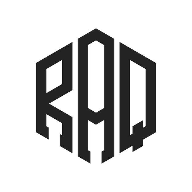 Design du logo RAQ Lettres initiales Logo du monogramme RAQ en forme d'hexagone