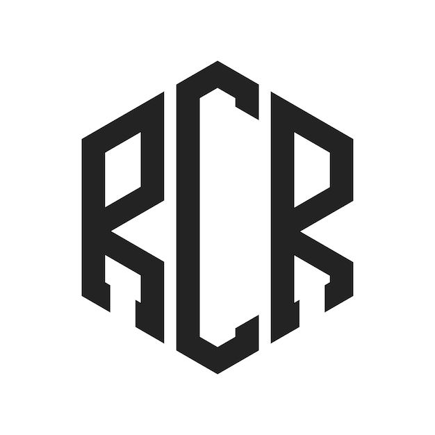 Design du logo RCR Lettres initiales Monogramme RCR Logo en forme d'hexagone