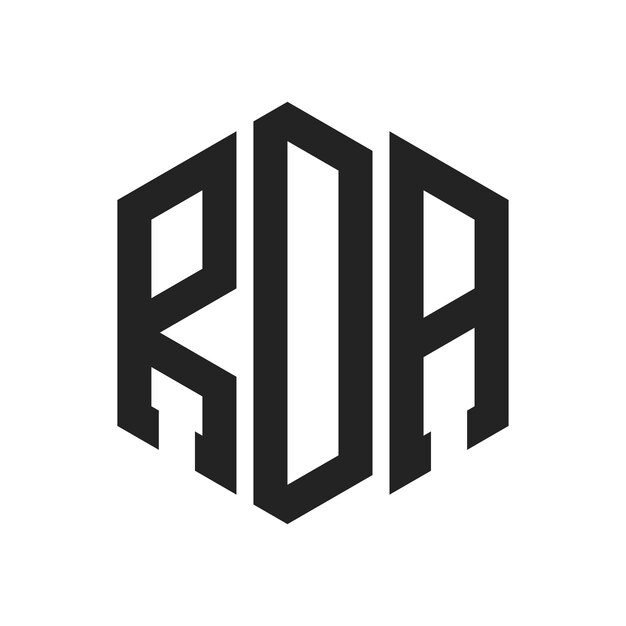 Design du logo RDA Lettres initiales Monogramme RDA Logo en forme d'hexagone