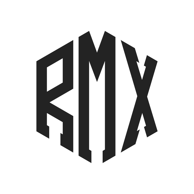 Design du logo RMX Lettres initiales Monogramme RMX Logo en forme d'hexagone