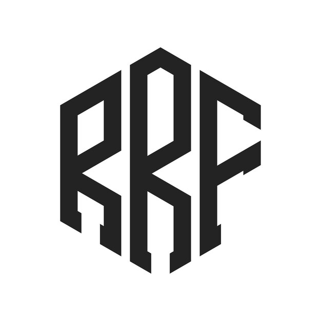 Design du logo RRF Lettres initiales RRF Monogramme Logo en forme d'hexagone
