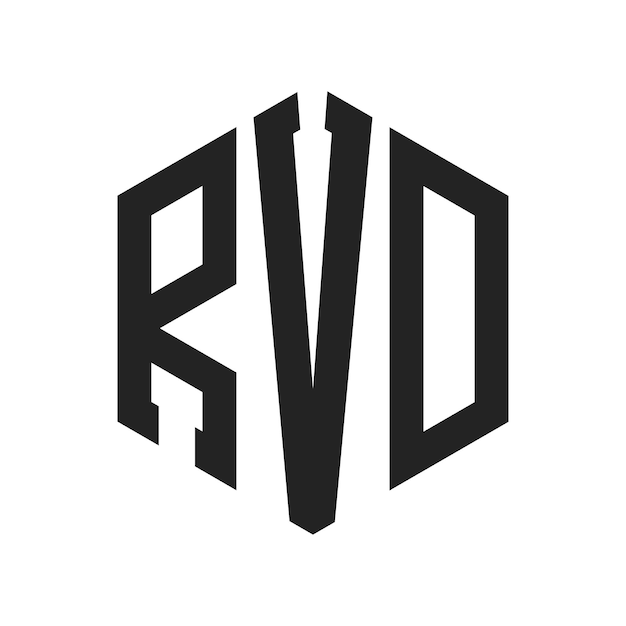 Design du logo RVD Lettres initiales Monogramme RVD Logo en forme d'hexagone