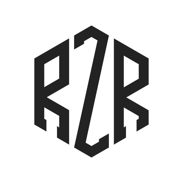 Design du logo RZR Lettres initiales RZR Monogramme Logo en forme d'hexagone
