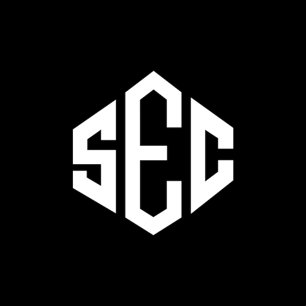 Design du logo de la SEC en forme de polygone, de polygon et de cube, modèle de logo vectoriel hexagonal, couleurs blanches et noires, monogramme de la SEC, logo d'entreprise et immobilier.