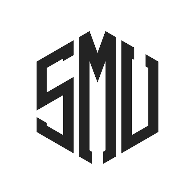 Design du logo SMU Lettres initiales Logo du monogramme SMU en forme d'hexagone