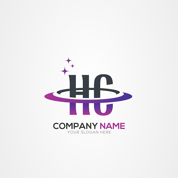 Design du logo spatial moderne de la lettre HC CH Planet avec des éléments vectoriels créatifs