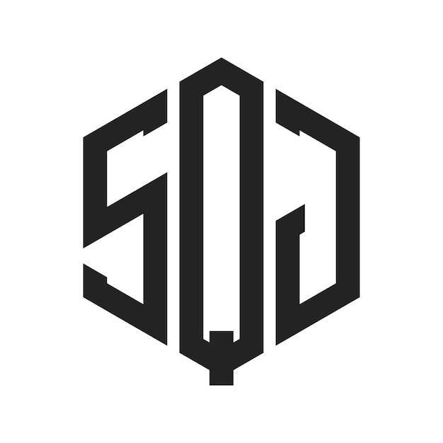 Design du logo SQJ Lettres initiales Logo du monogramme SQJ en utilisant la forme d'hexagone