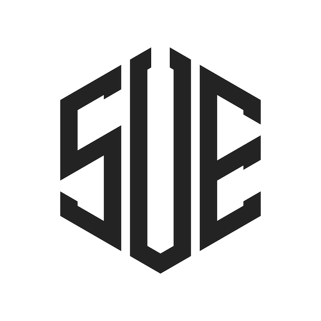 Design du logo SUE Lettres initiales Logo du monogramme SUE en forme d'hexagone