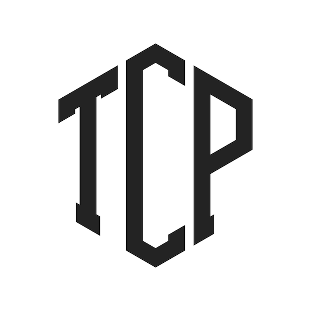Design du logo TCP Lettres initiales Monogramme TCP Logo utilisant une forme hexagonique