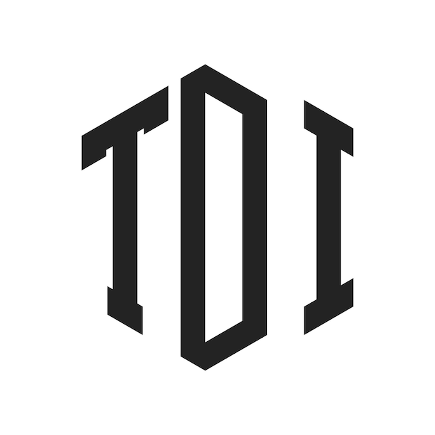 Design du logo TDI Lettres initiales Monogramme TDI Logo en forme d'hexagone