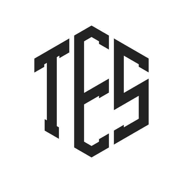 Design du logo TES Lettres initiales TES Monogramme Logo en forme d'hexagone