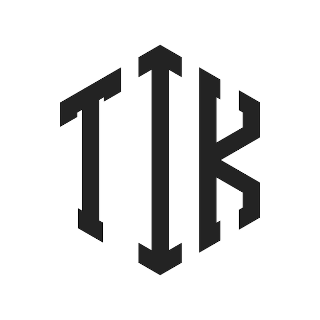 Design du logo TIK Lettres initiales TIK Monogramme Logo en forme d'hexagone