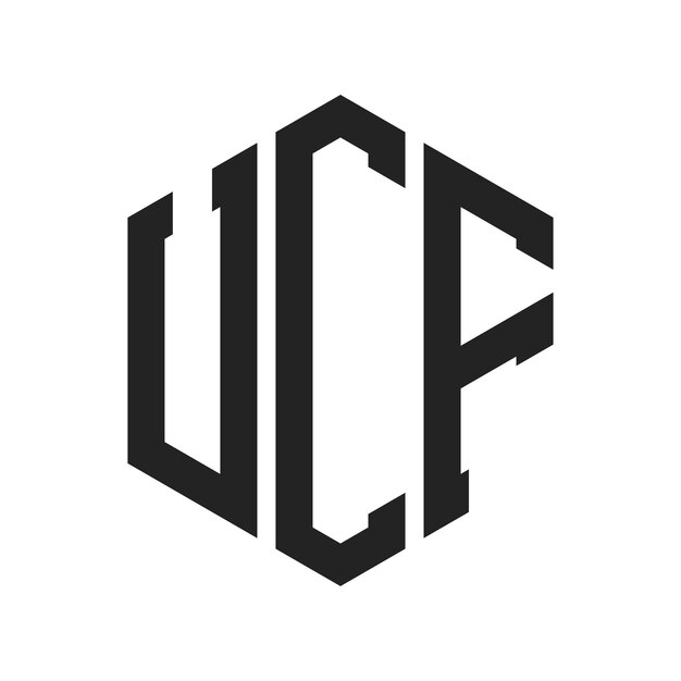 Design du logo UCF Lettres initiales Monogramme de l'UCF Logo en forme d'hexagone
