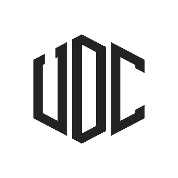 Design du logo UDC Lettres initiales Monogramme de l'UDC Logo en forme d'hexagone