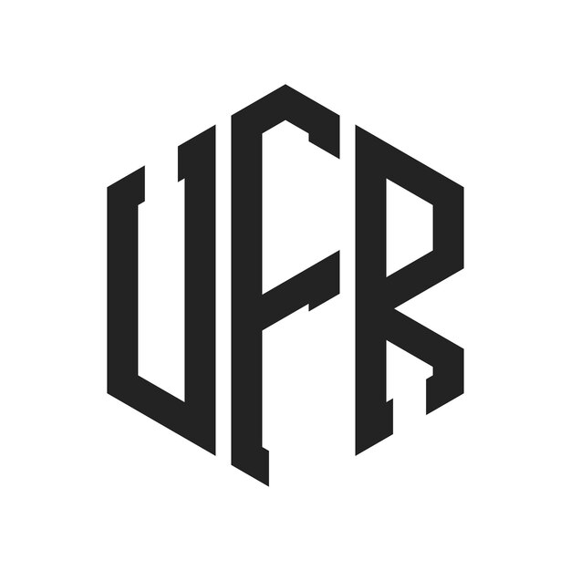 Design du logo UFR Lettre initiale Monogramme UFR Logo en forme d'hexagone
