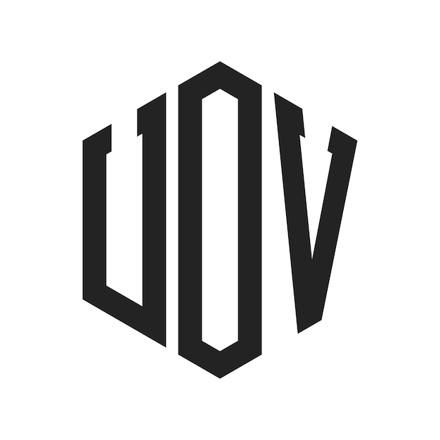 Design du logo UOV Lettres initiales Monogramme UOV Logo en forme d'hexagone