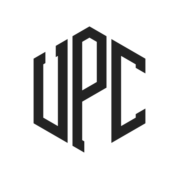 Design du logo UPC Lettres initiales Logo du monogramme UPC en utilisant la forme d'hexagone