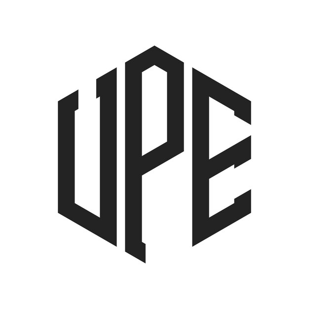 Design du logo UPE Lettres initiales Monogramme de l'UPE Logo en forme d'hexagone