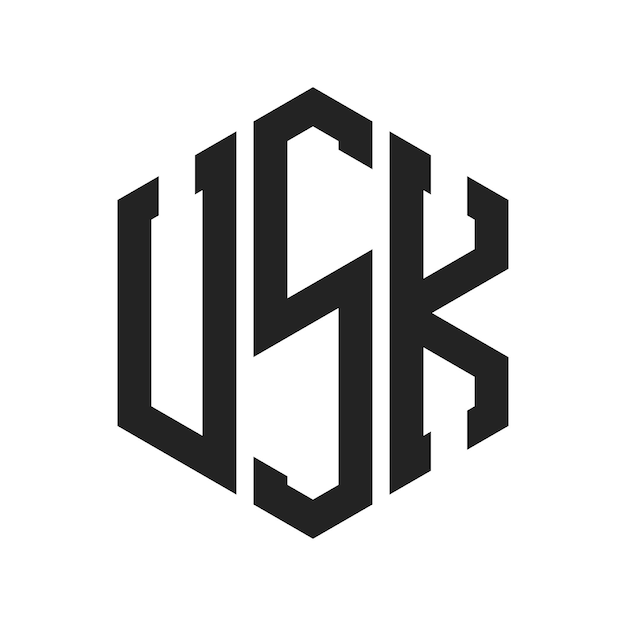Design du logo USK Lettres initiales Monogramme USK Logo en forme d'hexagone