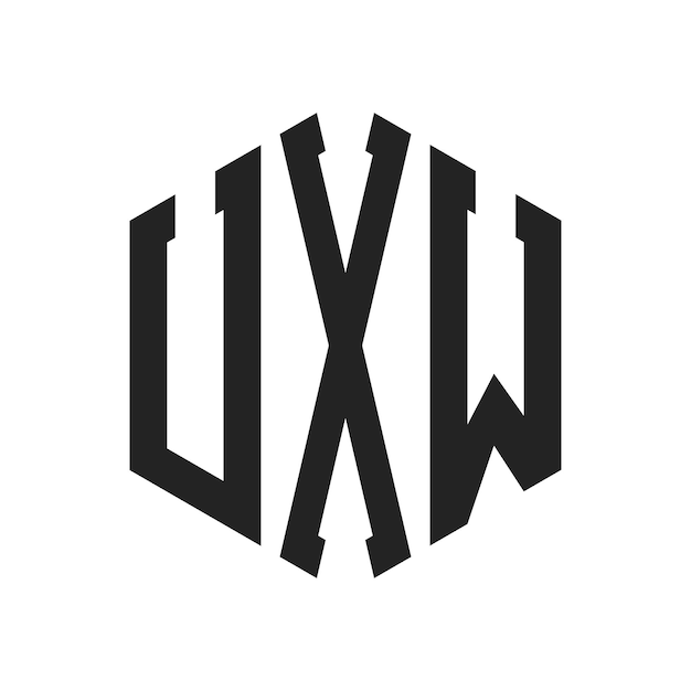 Design du logo UXW Lettres initiales Logo du monogramme UXW en utilisant la forme d'hexagone