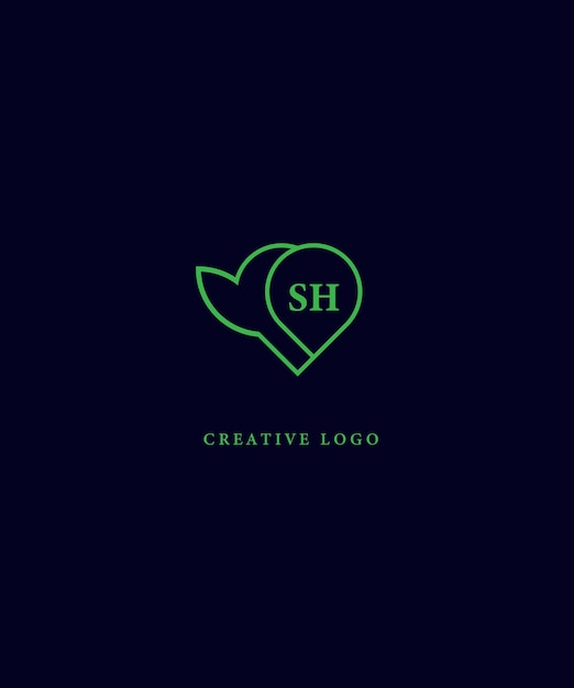 Design du logo vert SH Design du logo vectoriel SH pour les entreprises