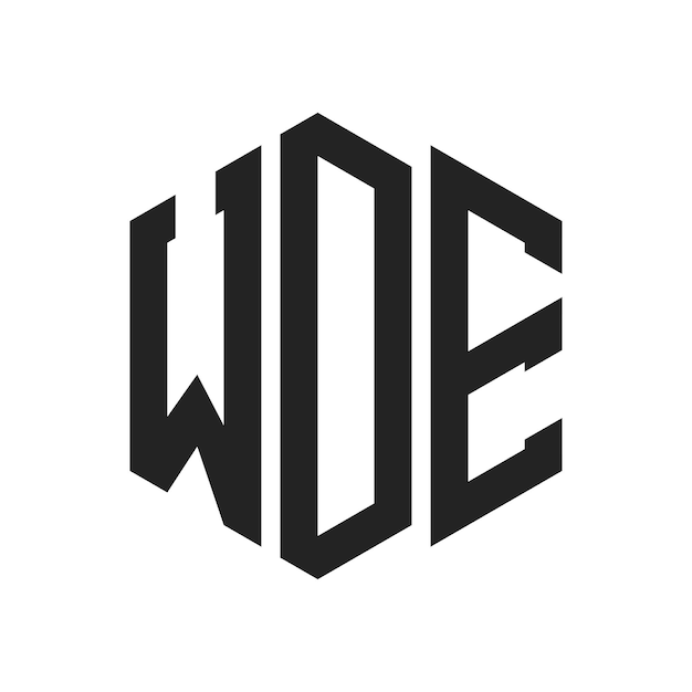 Design du logo WDE Lettres initiales Logo du monogramme WDE en utilisant la forme d'hexagone