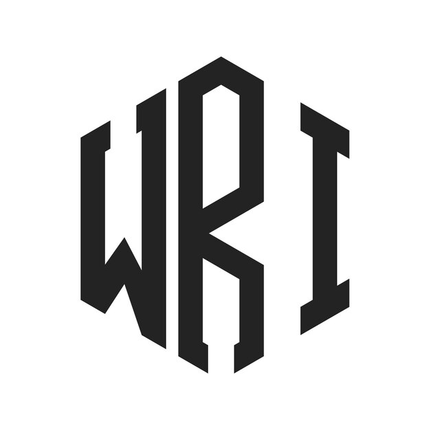 Design du logo de l'WRI Lettres initiales Logo du monogramme de la WRI en forme d'hexagone