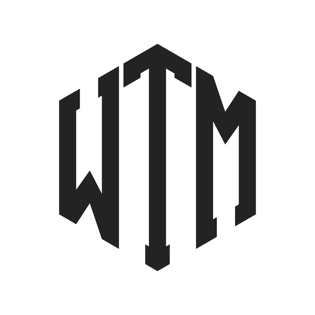 Design du logo WTM Lettres initiales Logo du monogramme WTM en forme d'hexagone