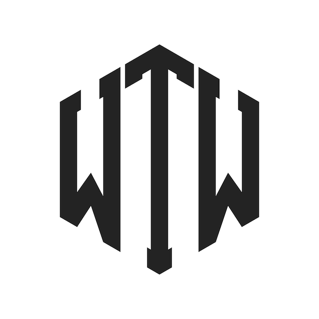 Design du logo WTW Lettres initiales Logo du monogramme WTW en forme d'hexagone