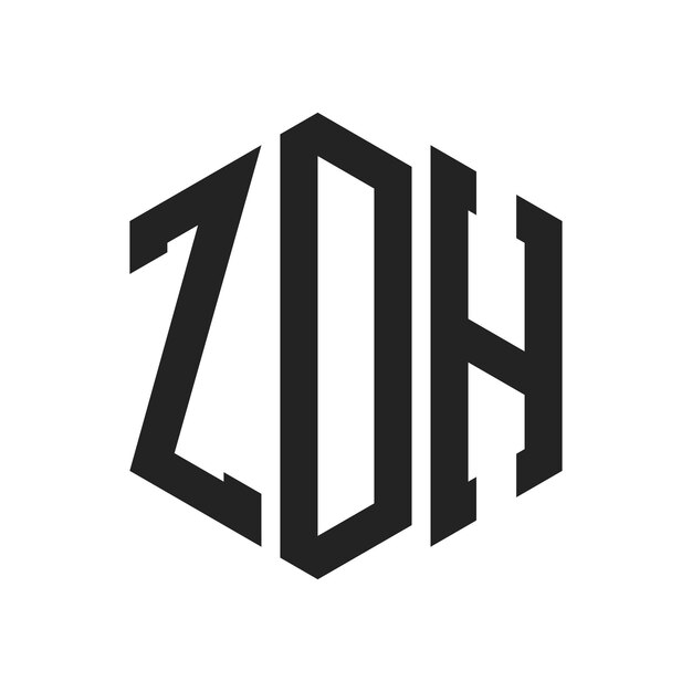 Design du logo ZDH Lettres initiales ZDH Monogramme Logo en utilisant la forme d'hexagone