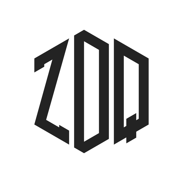 Design du logo ZDQ Lettre initiale ZDQ Monogramme Logo en forme d'hexagone