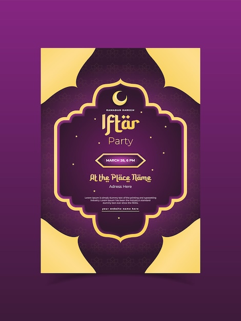Vecteur design du modèle d'invitation à l'iftar