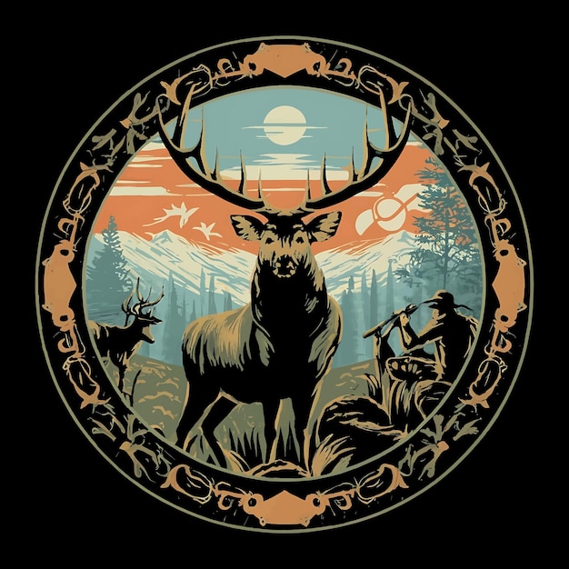 Le Design Du T-shirt De La Chasse Au Cerf