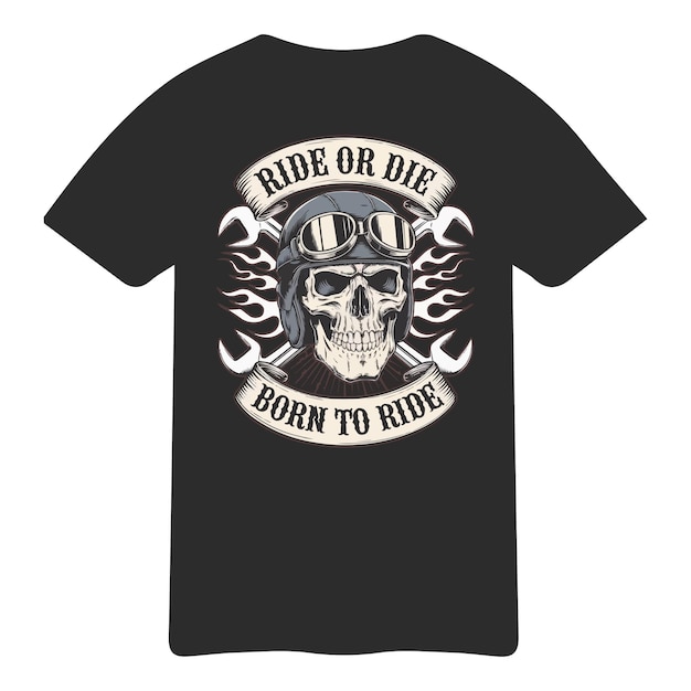 ou le design du T-shirt de moto Die Skull