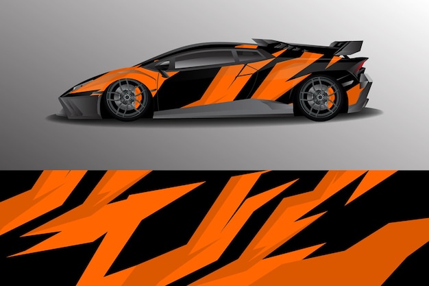 Design D'emballage De Voiture De Course Orange Noir