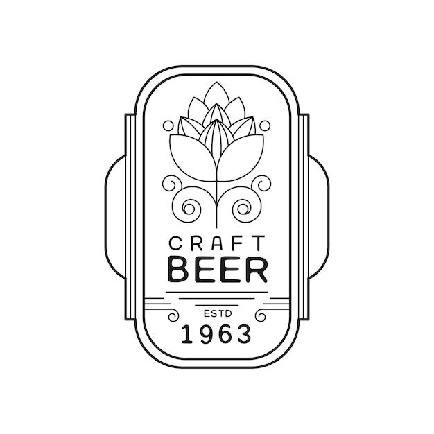 Design D'étiquette De Bière Vintage Industrie De L'alcool Vecteur D'insigne Monochrome Illustration Isolée Sur Un Fond Blanc