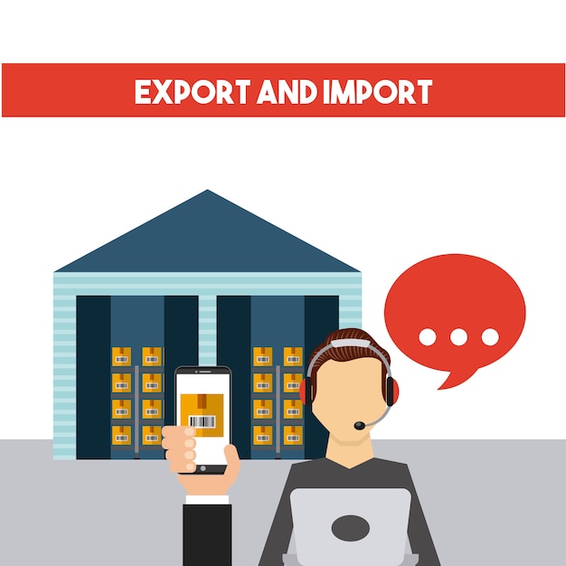 Vecteur design d'exportation et d'importation
