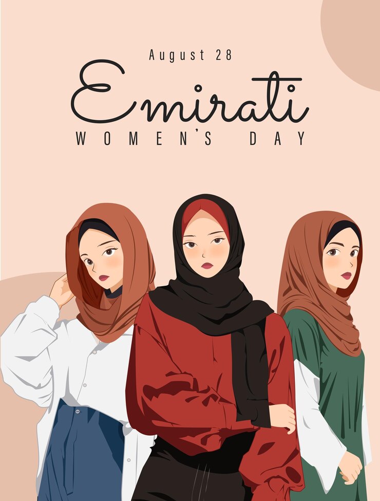 Design de la fête de la femme des Émirats avec une illustration vectorielle de la femme avec le hijab