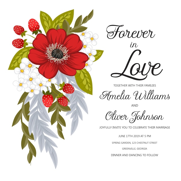 Design Floral D'invitation De Mariage